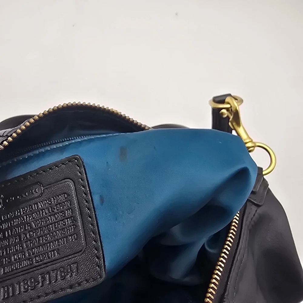 Coach Madison Sophia Black Gathered Leather Satchel Crossbody Bag F17647 Gold